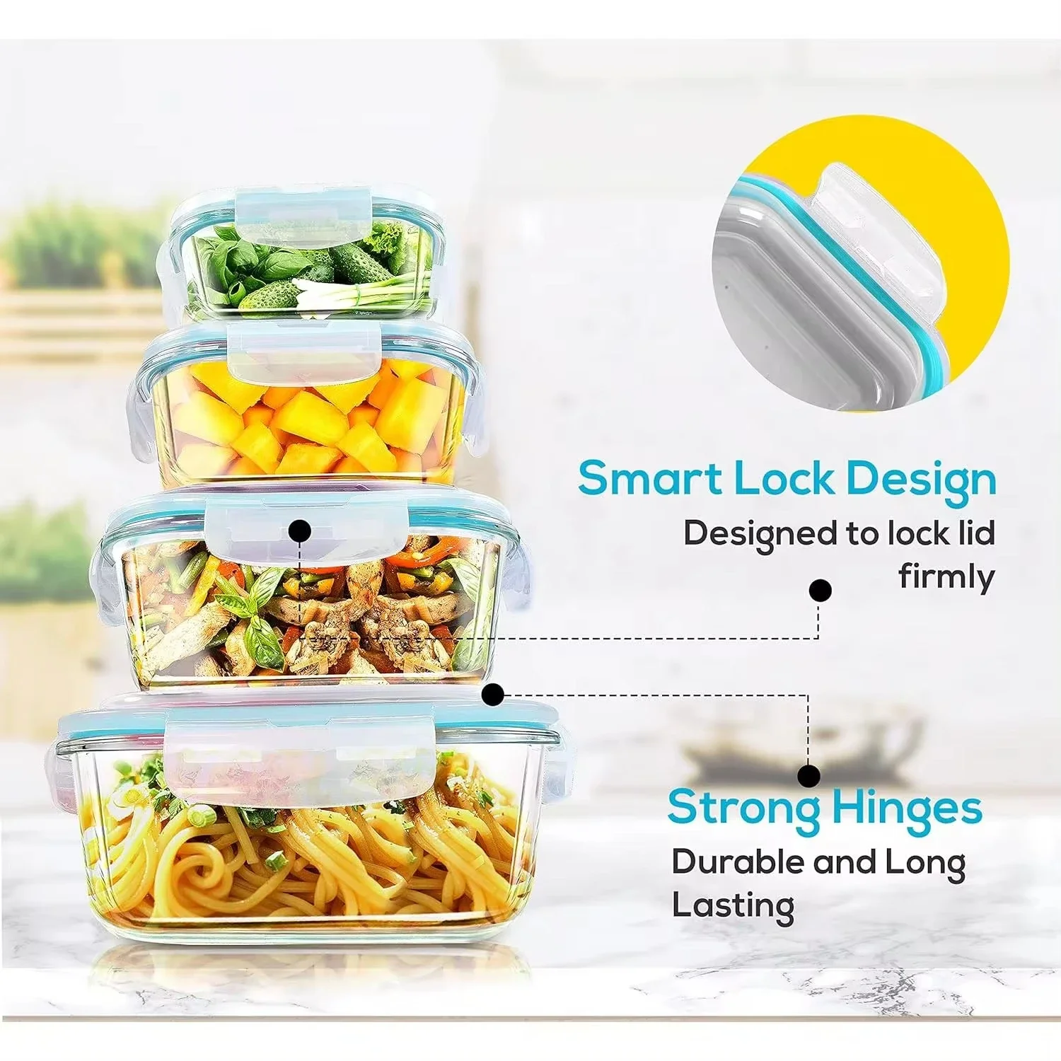 Lancheira de vidro, recipiente - Food Storage Glass Box avaliação e preço