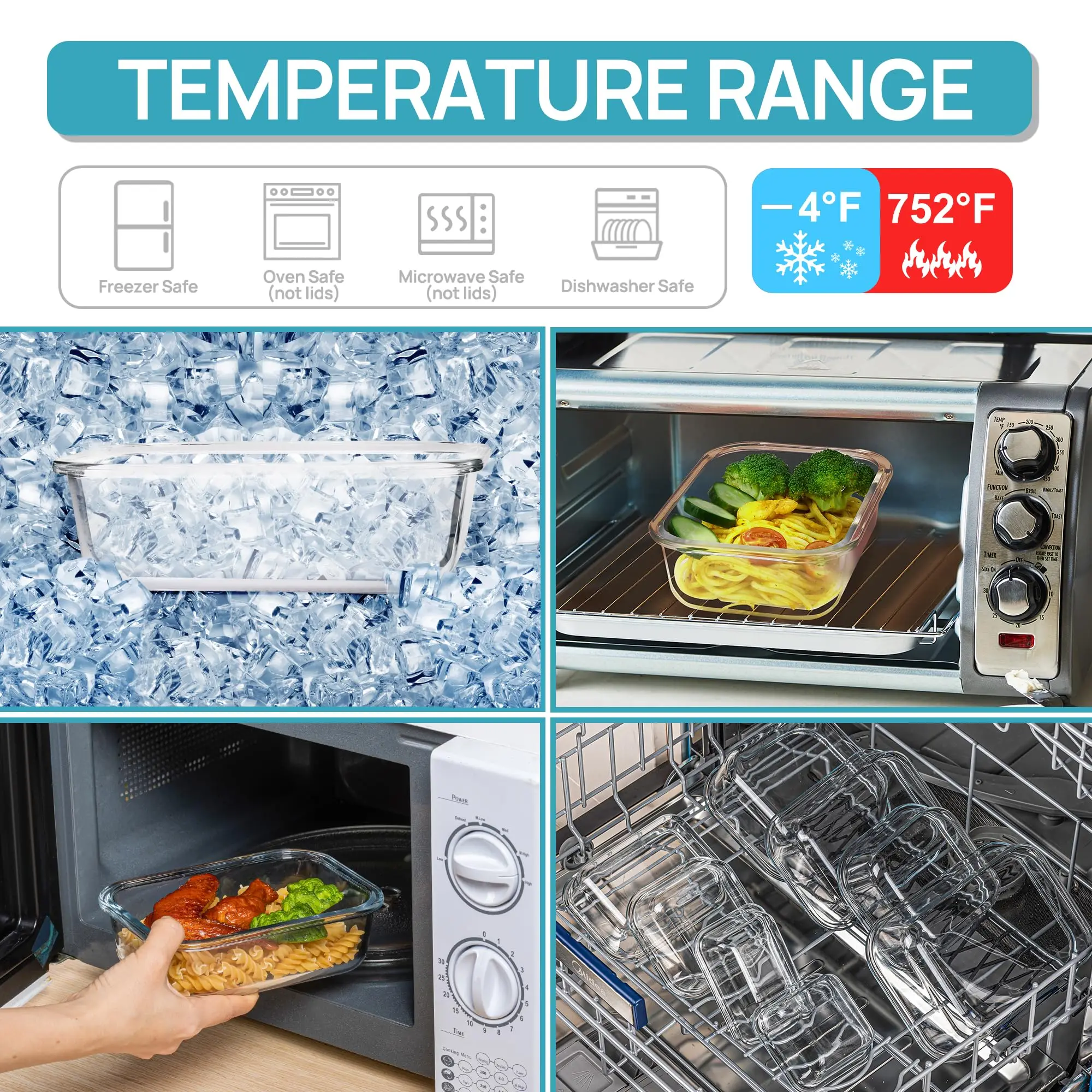 Lancheira de vidro, recipiente - Food Storage Glass Box avaliação e preço