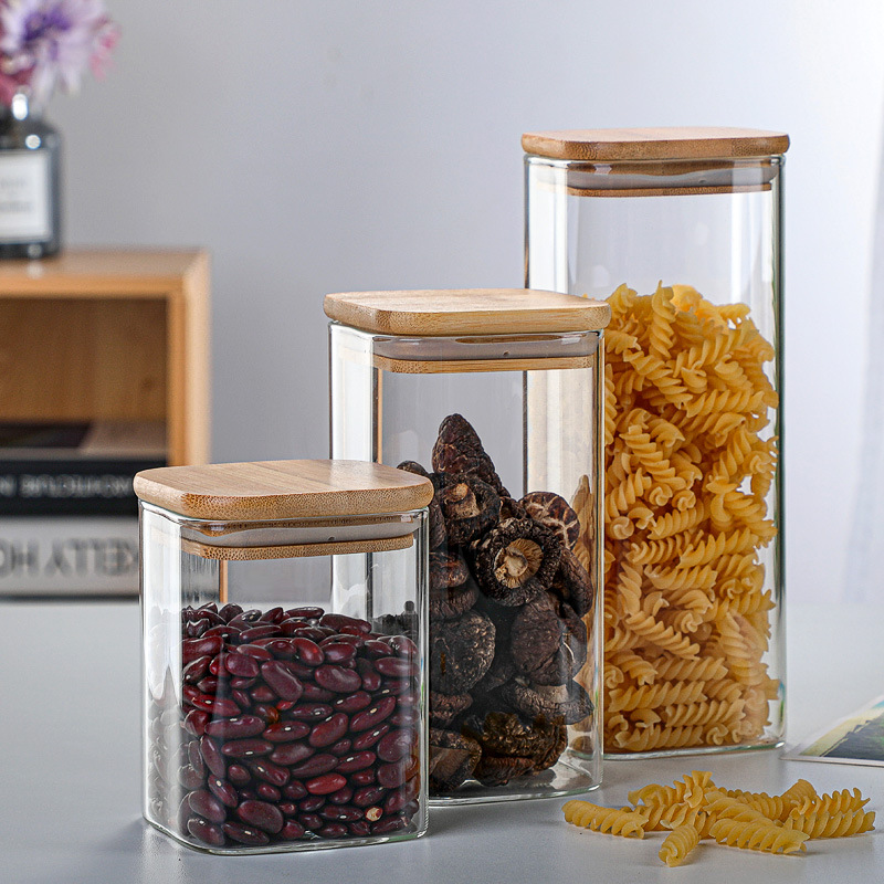 Transparente Latas De Vidro De - Food Storage Glass Box avaliação e preço